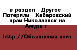  в раздел : Другое » Потеряли . Хабаровский край,Николаевск-на-Амуре г.